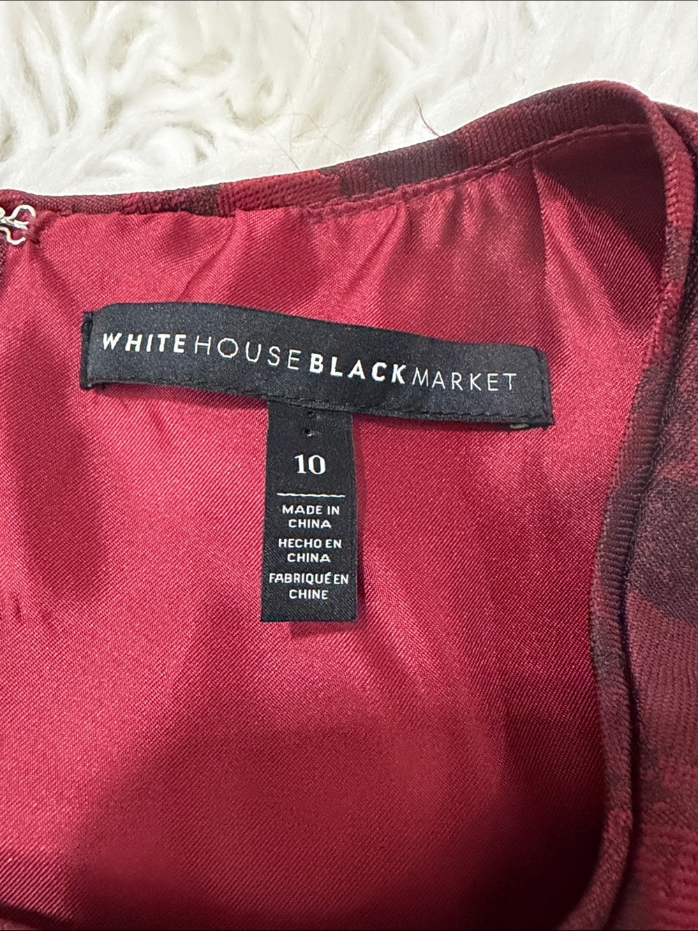 White House Black Market Burgundy and Black Floral Fit-and-Flare Midi Dress - Picture 7 of 9